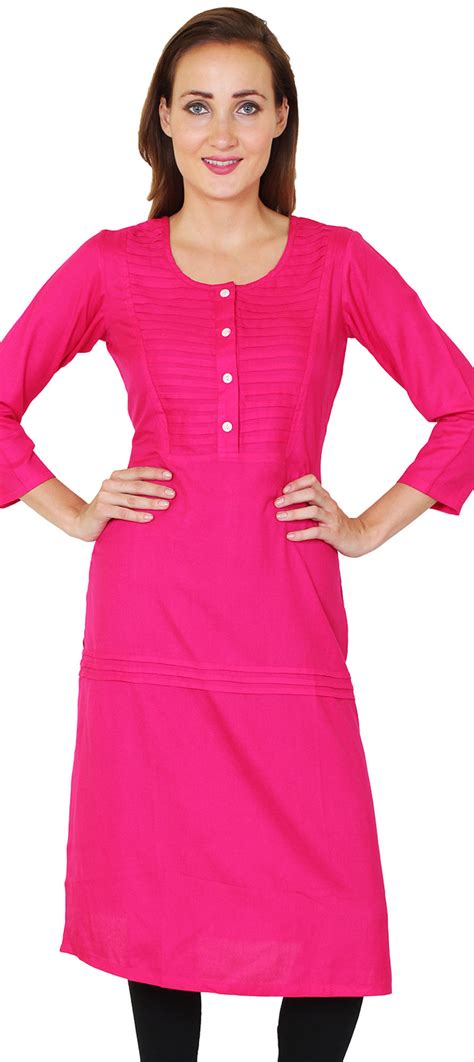 Casual Pink And Majenta Color Rayon Fabric Kurti 1588371