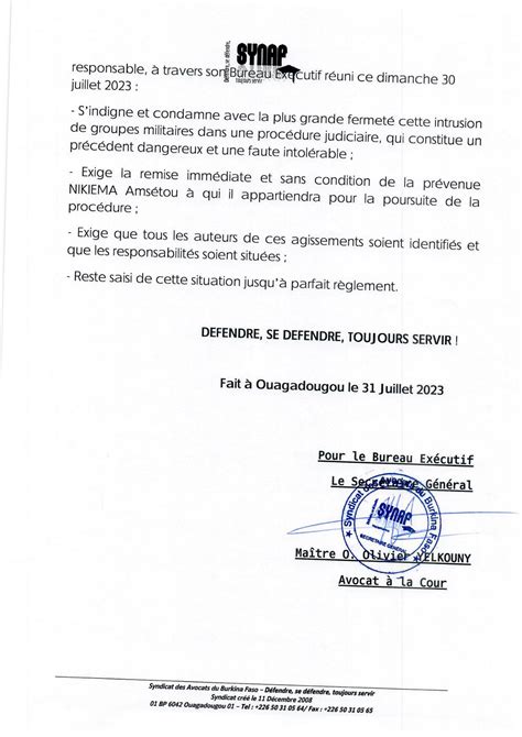 Affaire Gu Risseuse De Komsilga Le Syndicat Des Avocats Du Burkina