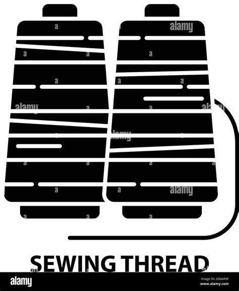 Sewing Thread Icon Black Vector Sign With Editable Strokes Concept Illustration Stock Vector