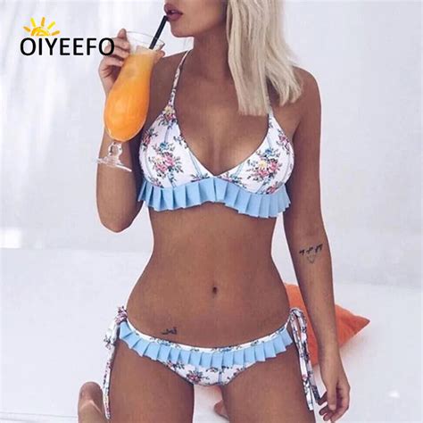 Oiyeefo Ruffle Frilly Bikini Set 4 Styles Flounce String Swimsuit