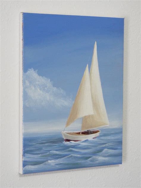 Sailboat Art Original Painting Nautical Decor X Inch Acrylic On