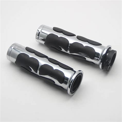 Universal Pair 1 Inch 25mm Chrome Motorcycle Rubber Handlebar Hand