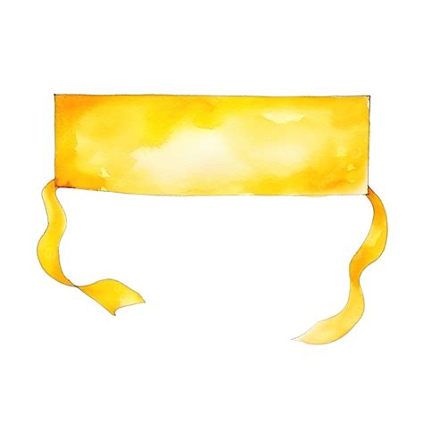 Cute Yellow Banner Watercolor Ribbon Painting Banner Ribbon