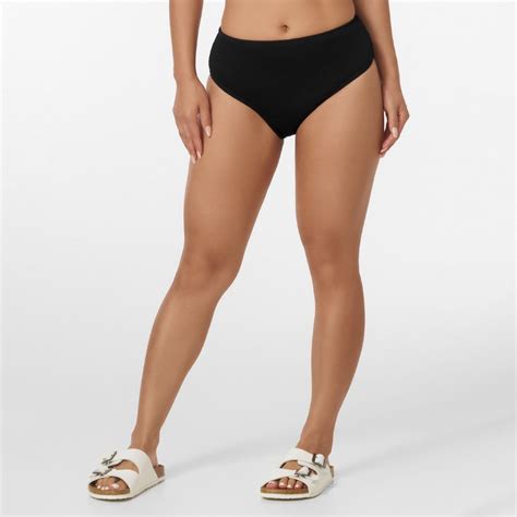 H H Women S Rib High Waist Bikini Pants Black The Warehouse