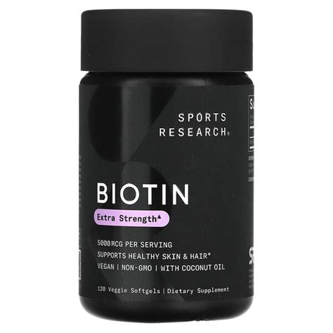 Sports Research Biotin With Coconut Oil 5 000 Mcg 120 Veggie Softgels