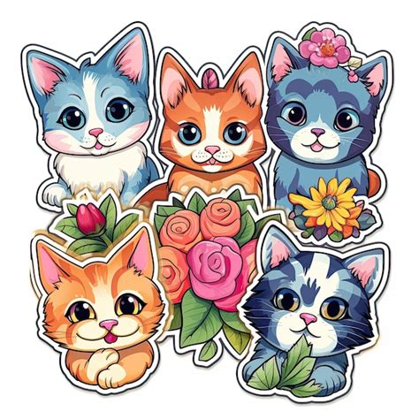 Premium Photo Cute Sticker Cartoon Cat Vector Illustration Isolated