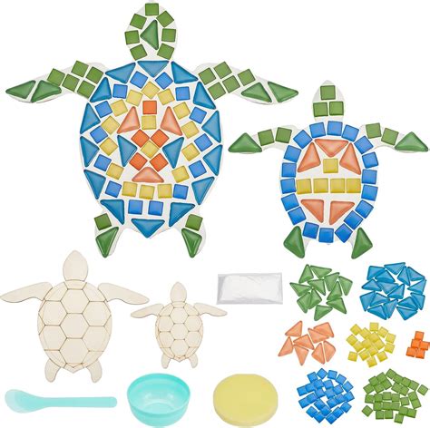 Amazon WEBEEDY 2 Set DIY Turtle Mosaic Kit Mosaic Sea Turtle