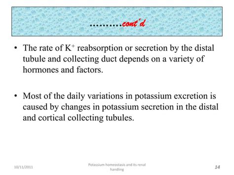 Potassium Homeostasis And Its Renal Handling Ppt