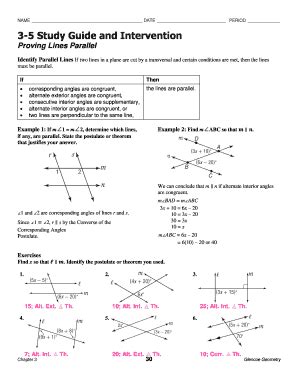 Unit Test Study Guide Parallel And Perpendicular Lines Fill And