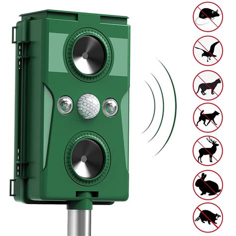 Ultrasonic Animal Repeller IP44 Solar Powered Bionic Rodent Repeller ...