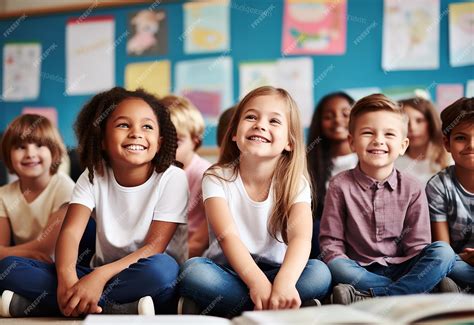 Premium Photo | Photo portrait of happy kids at nursery school ...