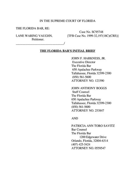 Fillable Online Floridasupremecourt The Florida Bar S Initial Brief