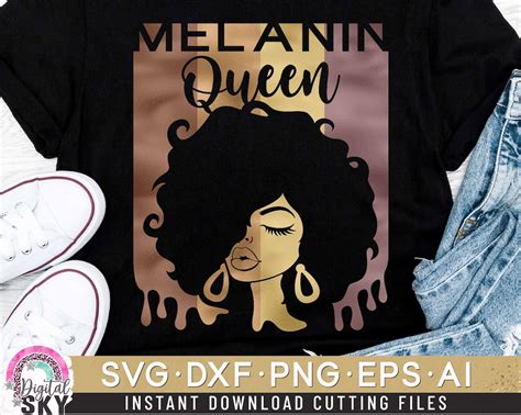 Melanin Queen Svg Black Woman Svg Strong Woman Quote Svg Afro Girl Svg Layered Cut File Svg