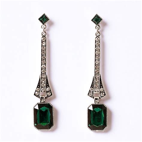 Geometric Blue Green Art Deco Earrings | Deco Shop