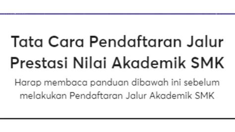 Jadwal Registrasi Ppdb Jatim Jalur Prestasi Nilai Akademik Smk