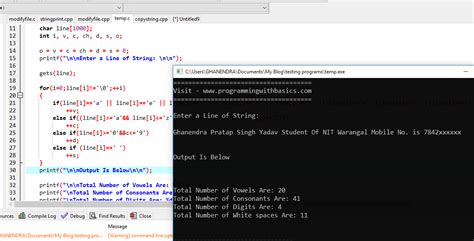 C Program To Count Vowels Consonants Digits And Spaces In Given String