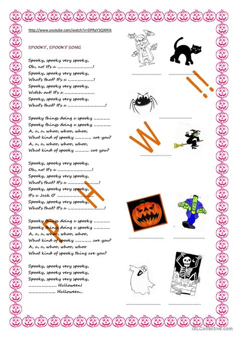 Spooky Spooky Song English Esl Worksheets Pdf And Doc