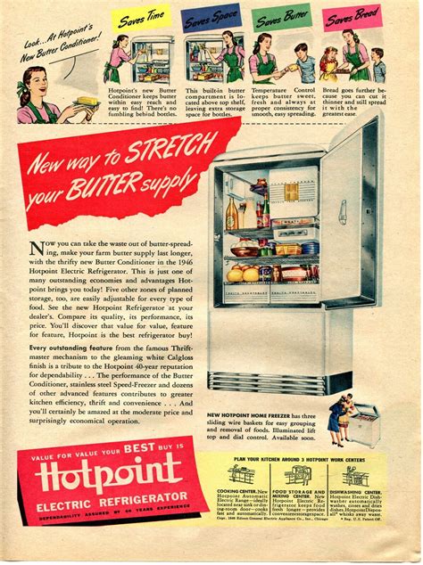 1946 Hotpoint Electric Refrigerator Print Ad Ebay