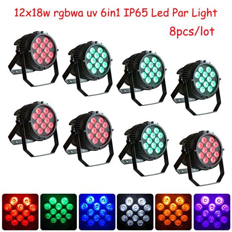 BECEN 8pcs Waterproof 12x18W 6in1 Led Par Can Light IP65 RGBWA UV DJ