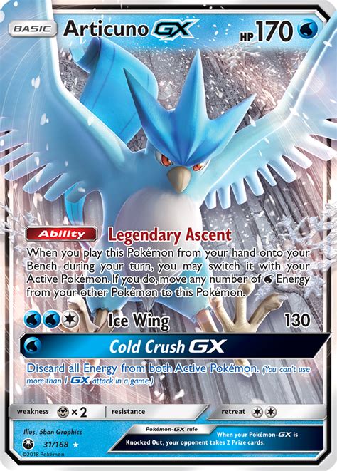 Articuno GX 31 168 Rare Holo GX Sm7 31 Face To Face Games