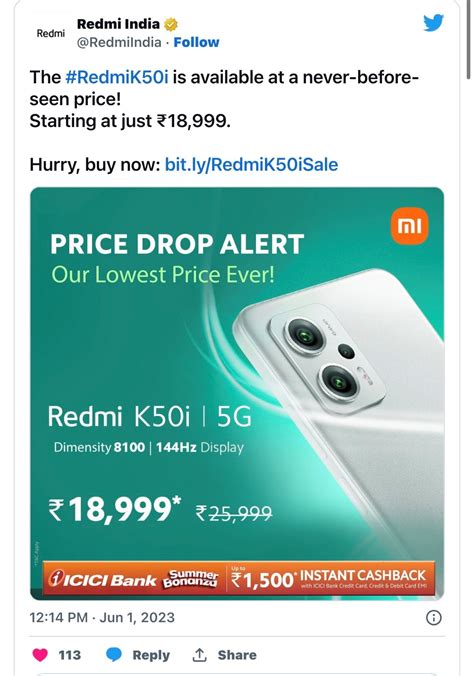 Redmi K50i With Dimensity 8100 Soc Now Available At Its Lowest Price Of