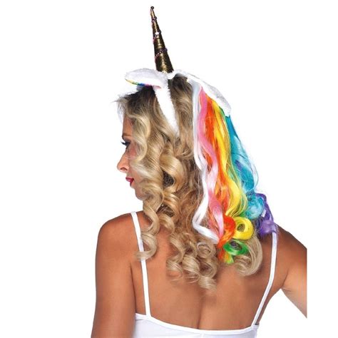 Rainbow Unicorn Headband In Rainbow Wig Unicorn Horn Headband