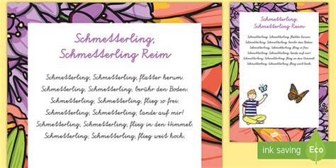 Schmetterling Schmetterling Reim Rhyme Teacher Made