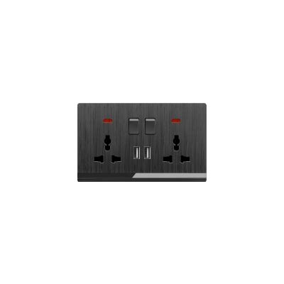 DOUBLE MF SWITCHED SOCKET WITH 2 USB BLACK SERIES Siddiqui Trading FZCO