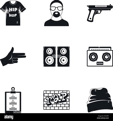 Hip Hop Icon Set Simple Set Of Hip Hop Vector Icons For Web Design