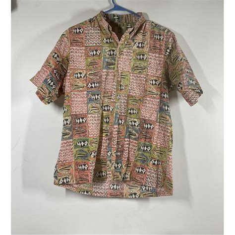 Kahala Shirts Mens M Kahala Pink Print Fish Mens Hawaii Aloha