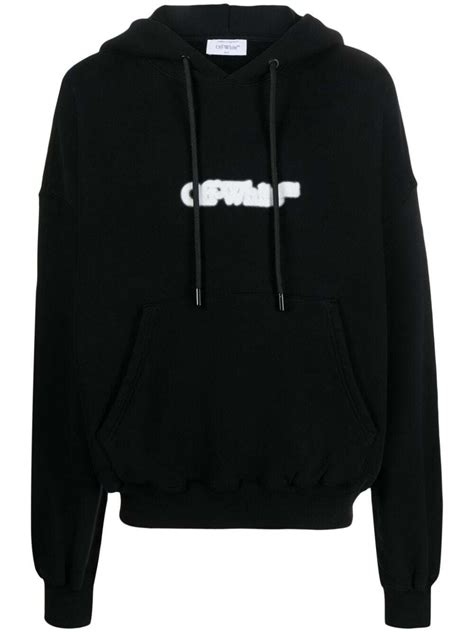 Off White Logo Cotton Hoodie Off White