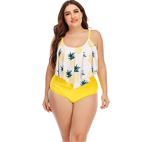 KAMO Women Plus Size Two Piece Swimsuits High Waisted Bikini Set Tummy Control Bathing Suits