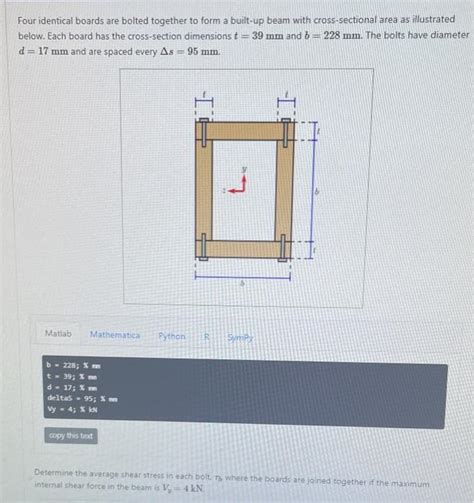 Solved Four Identical Boards Are Bolted Together To Form A Chegg