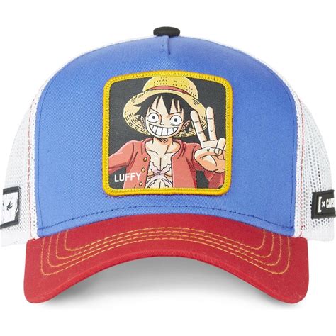 Capslab Monkey D Luffy Op Luf One Piece Blue White And Red Trucker