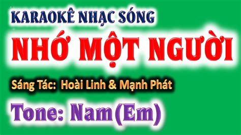 KARAOKE Nhớ một người tone nam Em ghita Hoàng Chung 2024 St