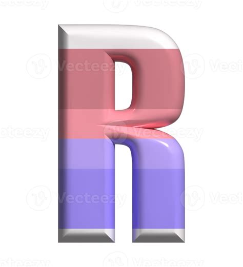 Letter R D Render Front View Png