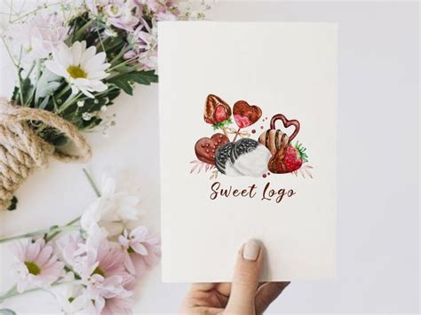 Bakery Logo Strawberry Chocolate Watercolor Sweet Treats Logo Design