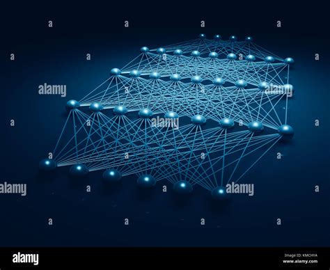 La structure du réseau de neurones artificiels Deep blue illustration