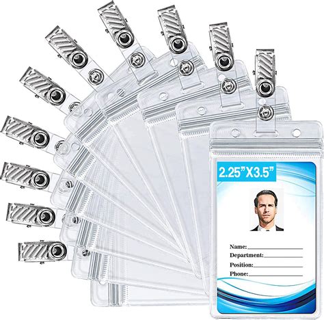 Buy ID Badge Holder With Metal Badge Clips Waterproof Sealable Clear