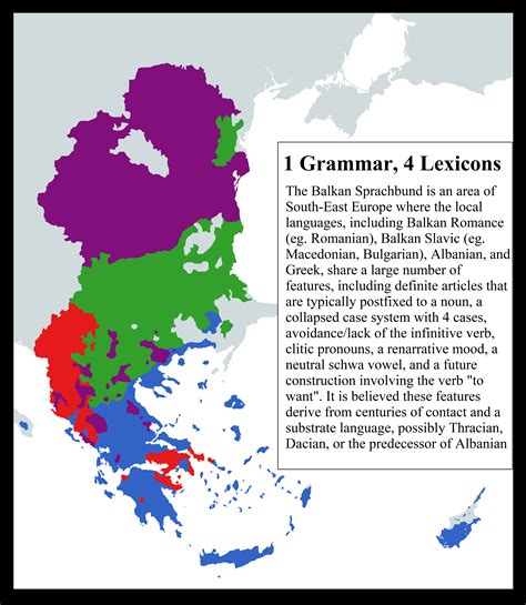 The Balkan Sprachbund; 1 Grammar, 4 Languages : r/MapPorn