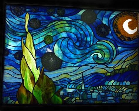 Starry Night Van Gogh Glass Painting Art Stained