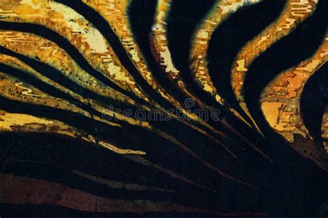 Evening On Rice Terraces Fragment Hot Batik Background Texture Handmade On Silk Stock Photo