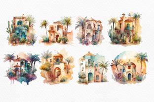 Watercolor Oriental Palace Boho House Graphic By Julia Bogdan