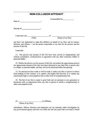 Printable Affidavit Of Non Collusion Forms And Templates Fillable