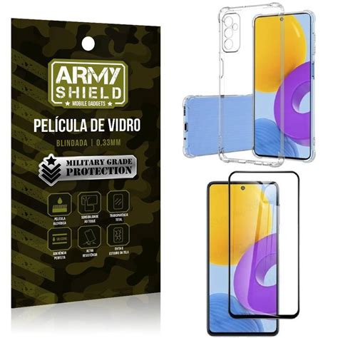 Kit Capinha Anti Impacto Galaxy M52 5G Película de Vidro 3D