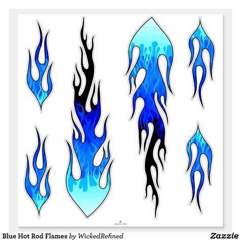 Blue Hot Rod Flames Sticker | Zazzle | Blue flame tattoo, Flame tattoos ...