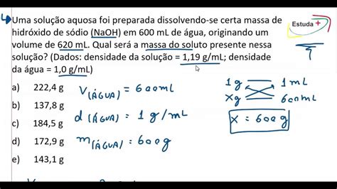 Calculando A Massa De Um Soluto Em Uma Solução Pela Densidade Youtube