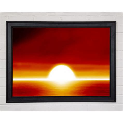 Haus Am Meer Surrealer Orangefarbener Sonnenuntergang Gerahmter Druck