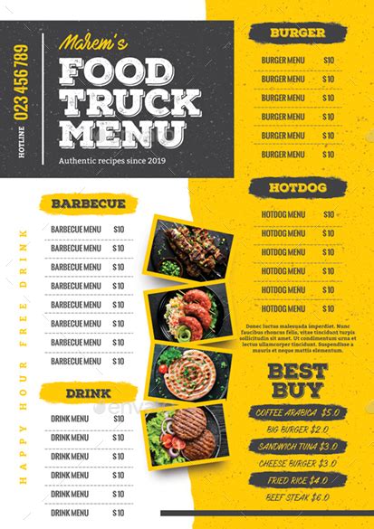 Food Truck Menu, Print Templates | GraphicRiver