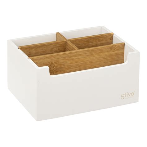 Organizador Wc Natureo Branco Em Bambu Five H Ma